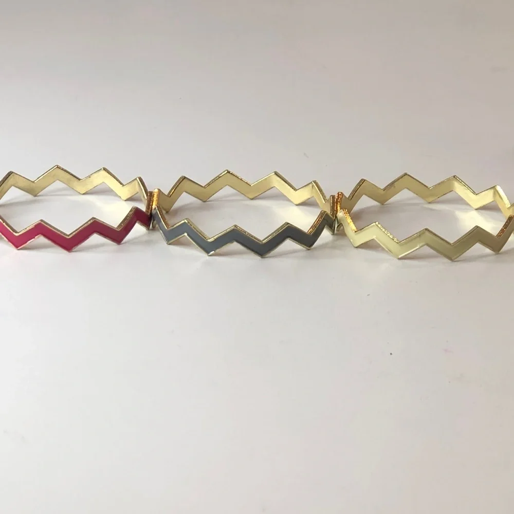 Chevron Zigzag Bangles in Gold and Pink